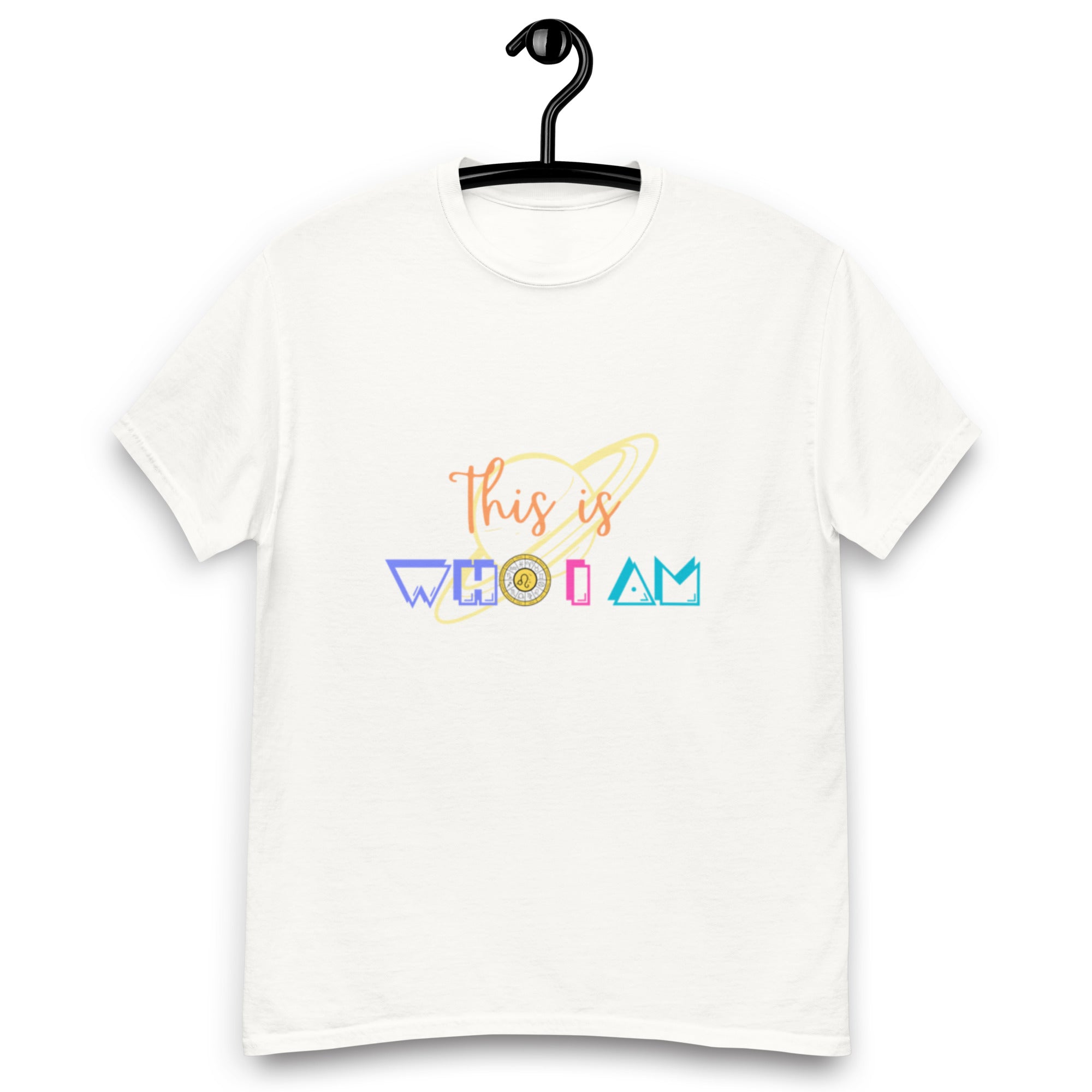 💫 WHO I AM: ZODIAC COLLECTION ⭐ | LEO | PLANETS | CURSIVE COLORFUL | ASTROLOGY 1 | UNISEX TEE